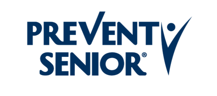 Logotipo da Prevent Senior, com texto azul
