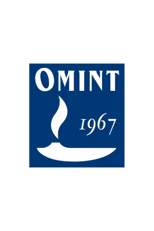 Logotipo quadrado azul escuro com o texto 