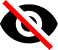 Black camera icon crossed out with a red prohibition symbol on a white background