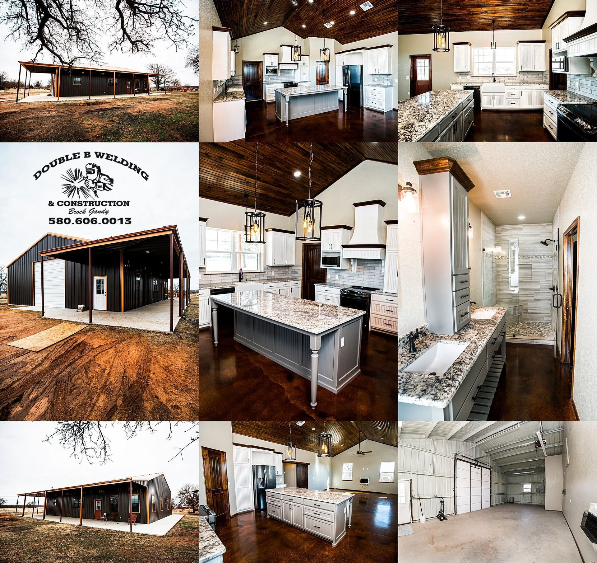 A collage of pictures of a house that says double h welded