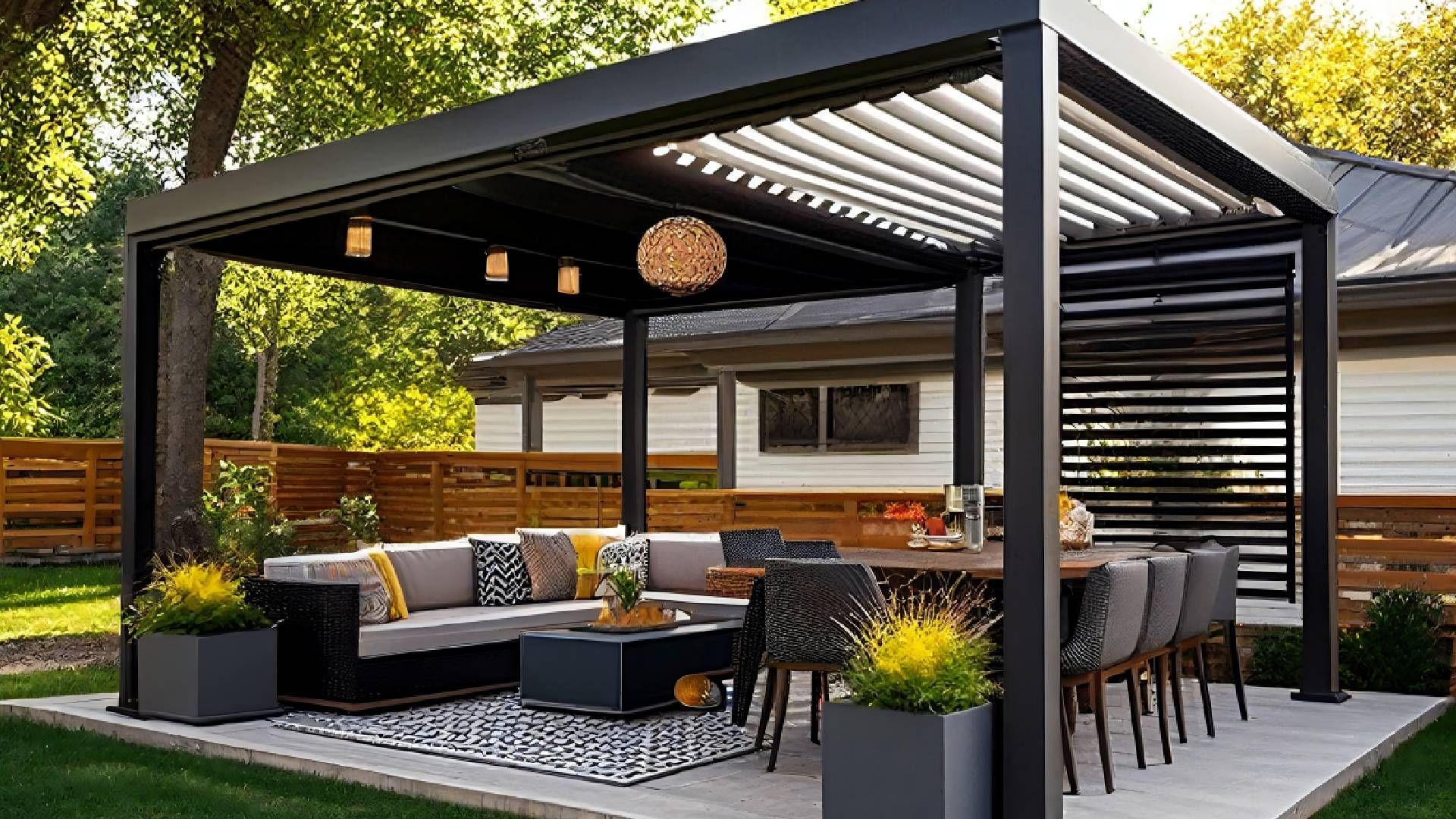 Outdoor pergola awning over a patio near Turnersville, New Jersey (NJ)