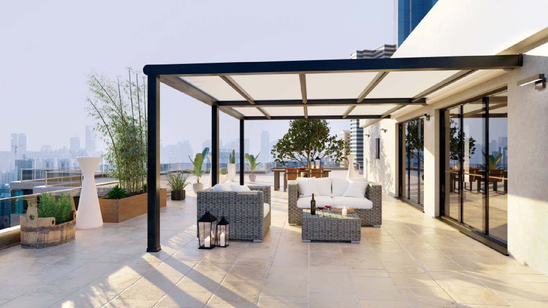 Motorized pergola in a backyard near Turnersville, New Jersey (NJ)