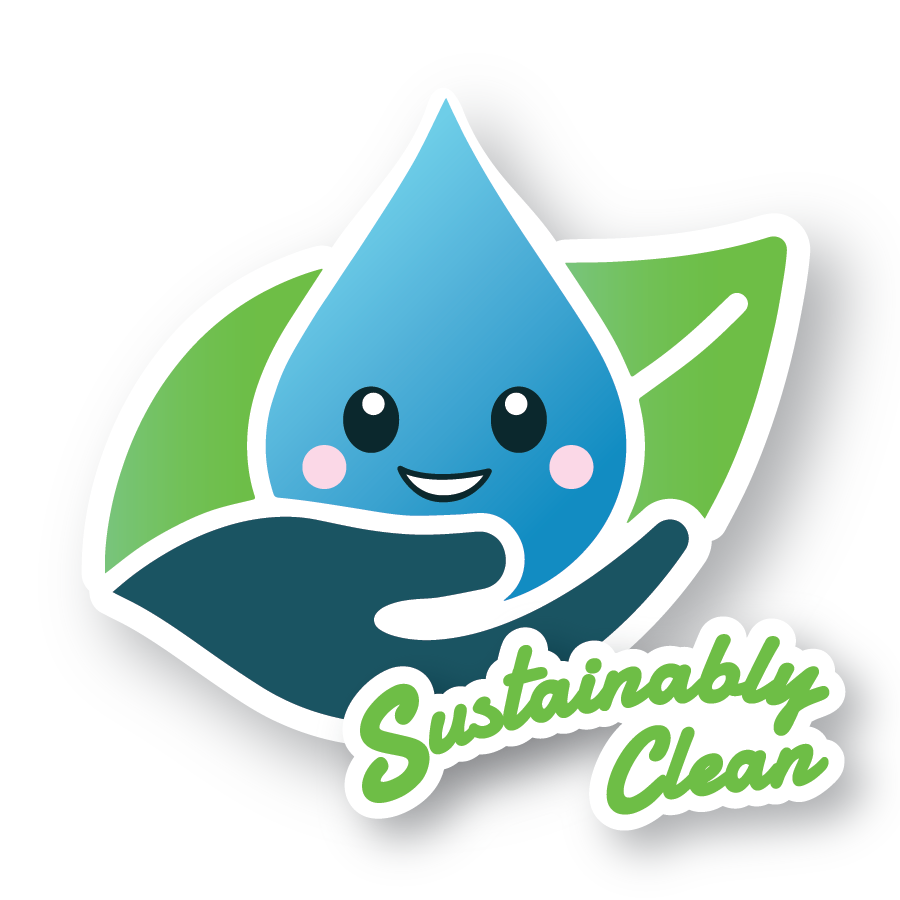 Sustainably clean water drop and leaf logo