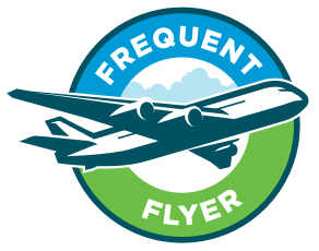 frequent flyer logo for clearwater carwash, badge with an airplane
