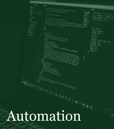 A computer screen with the word automation on it