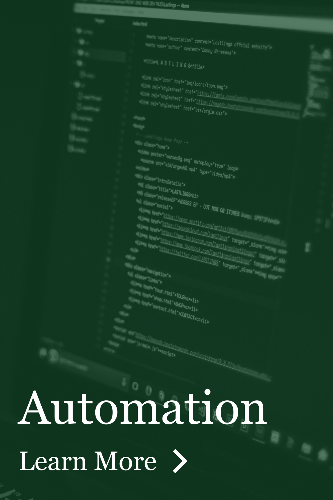 A computer screen with the words automation learn more below it