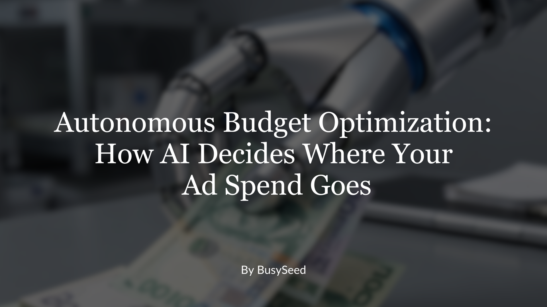 Robot hand holding money; headline 