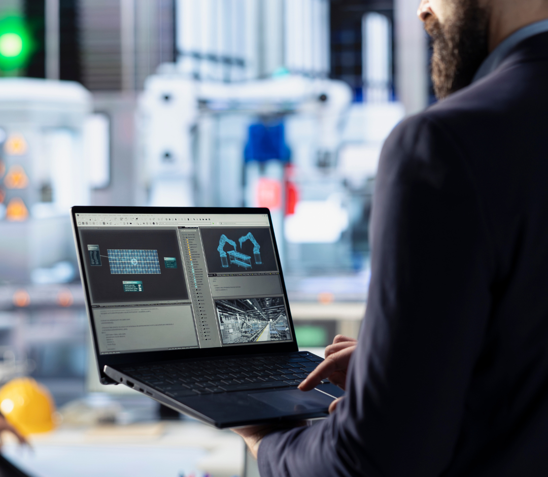 A person is holding a cell phone with a graph on the screen.