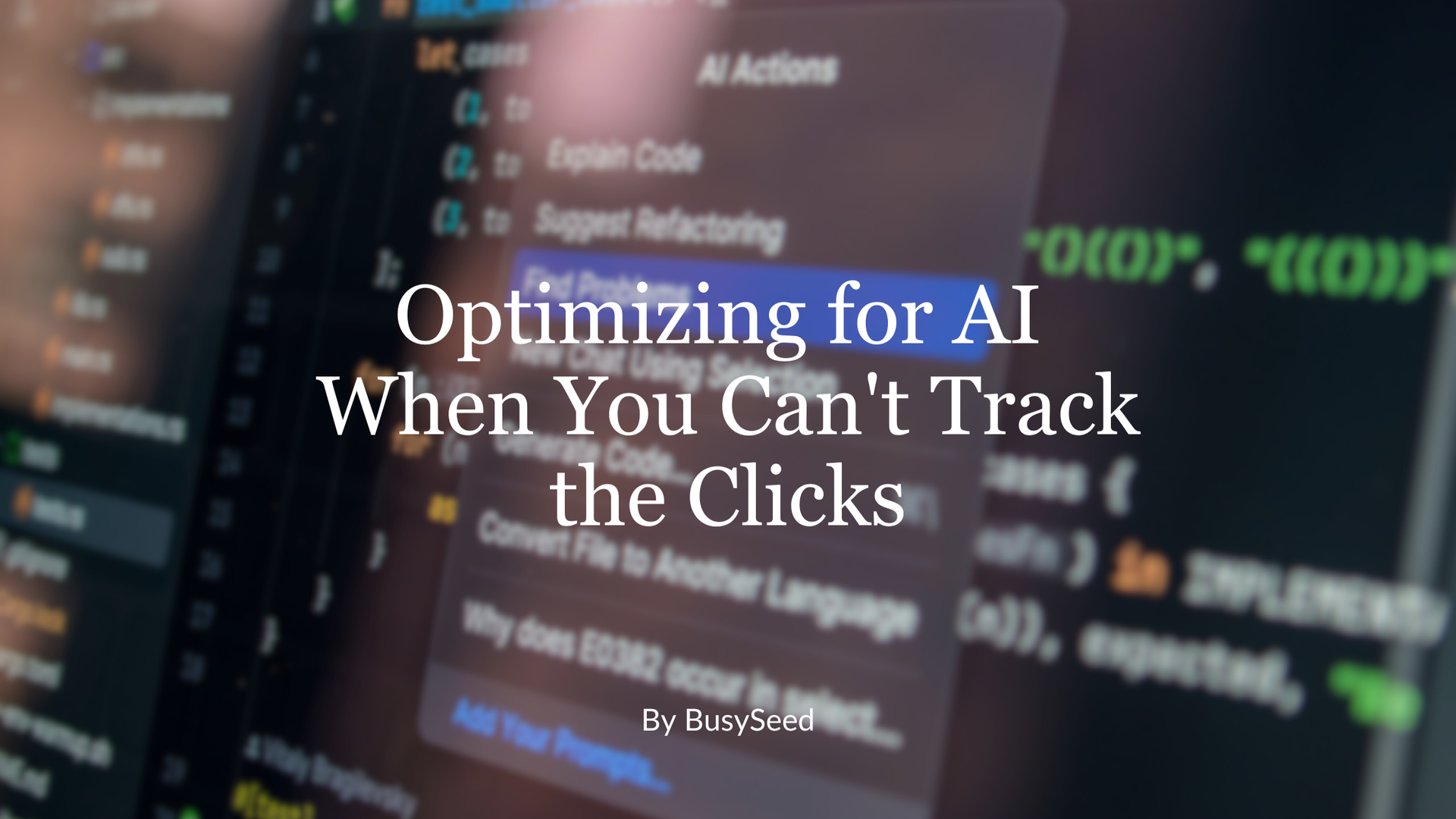 Screen displaying code with text overlay: 