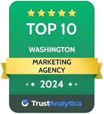 A top 10 washington marketing agency badge from trustanalytics