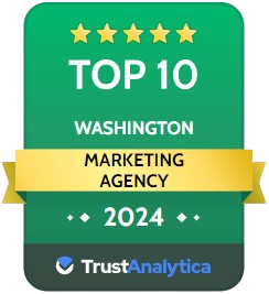 A top 10 washington marketing agency badge from trustanalytics