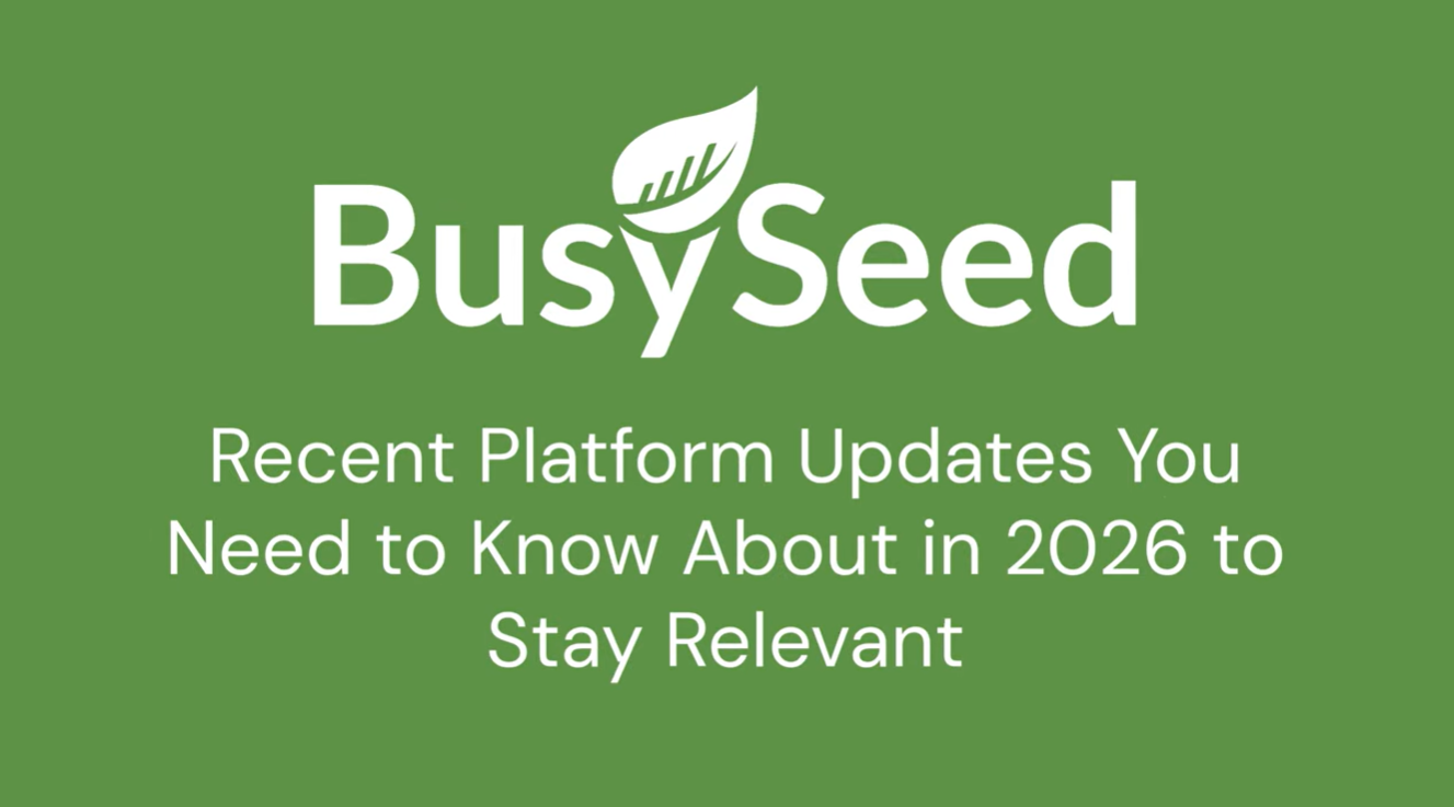 BusySeed logo on a green background with text: