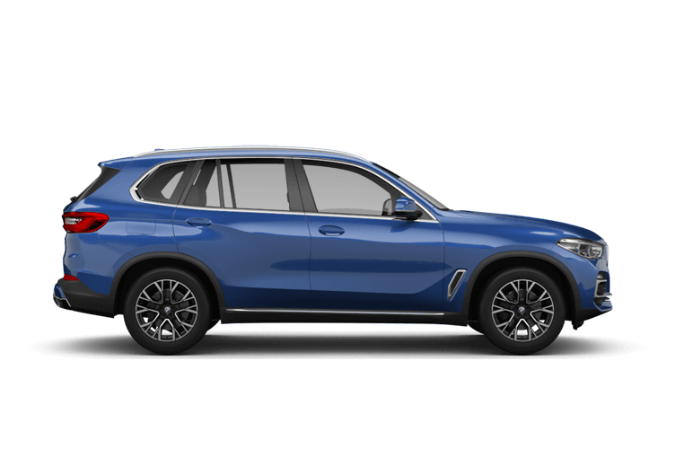 Blue BMW X5 SUV parked on white background.