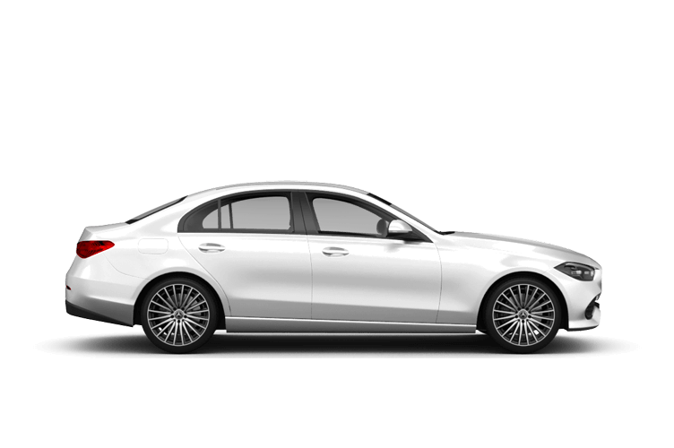 White Mercedes-Benz sedan on a white background, viewed from the side.