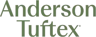 The logo for anderson tuffex is green and white on a white background.
