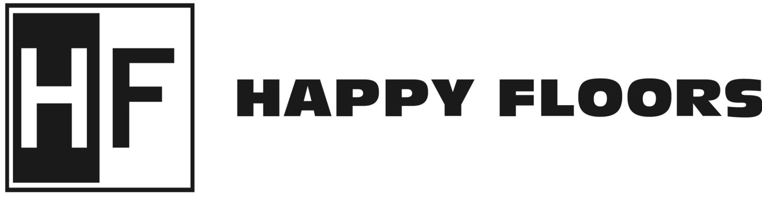 A black and white logo for happy floors