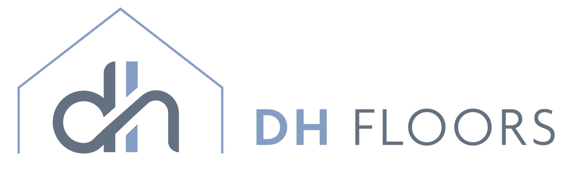 The dh floors logo is a house with a roof.