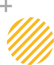 Gray plus sign over an orange circle with white diagonal stripes.