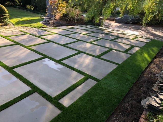 whittier driveway with concrete and artificial grass