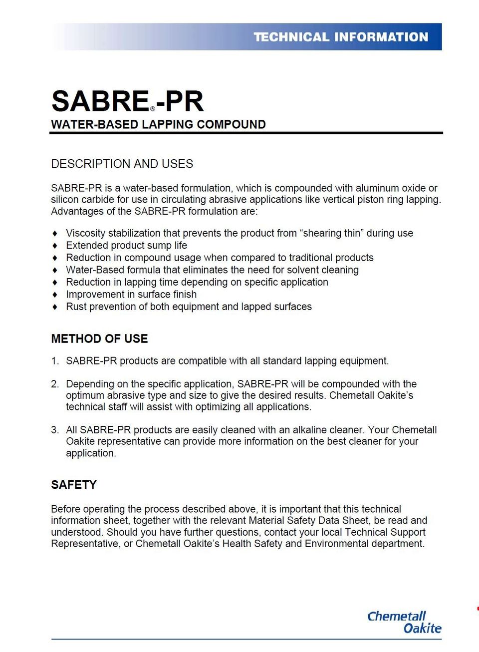 Lapping Compounds Chemetall Sabre The Stutz Company