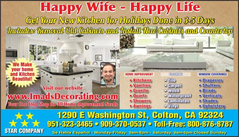 home remodeling contractor Imad's advertisment for Colton CA Area