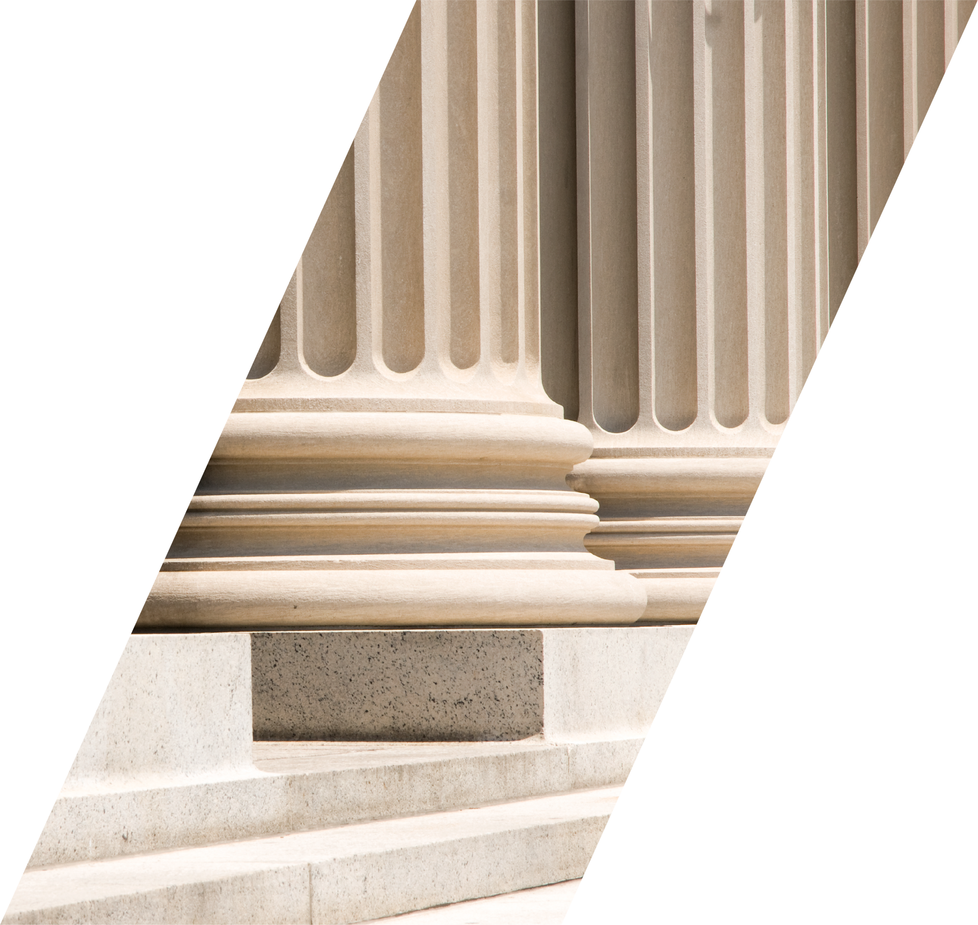 Classical building columns and steps in beige stone