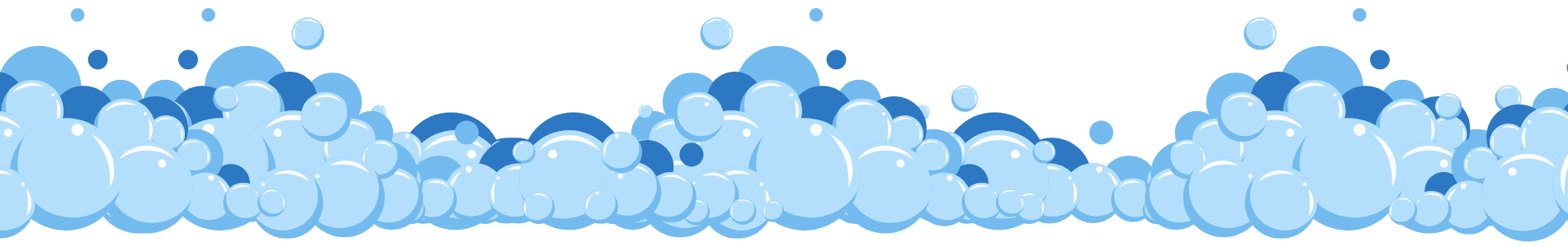 Cartoon depiction of foamy bubbles in varying shades of blue.