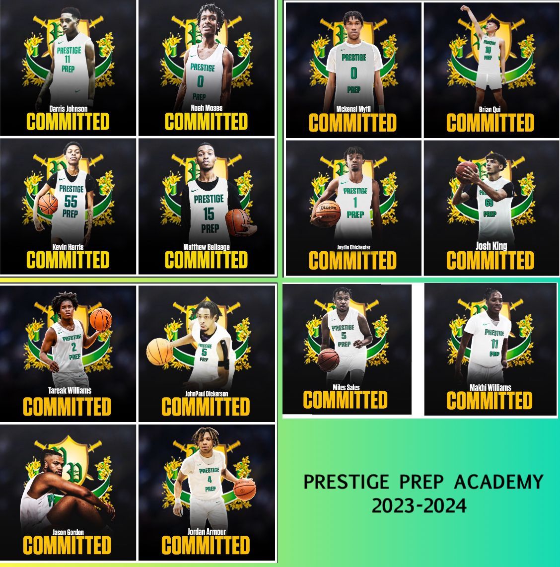 Prestige prep academy basketball players committed for the 2023-2024 season