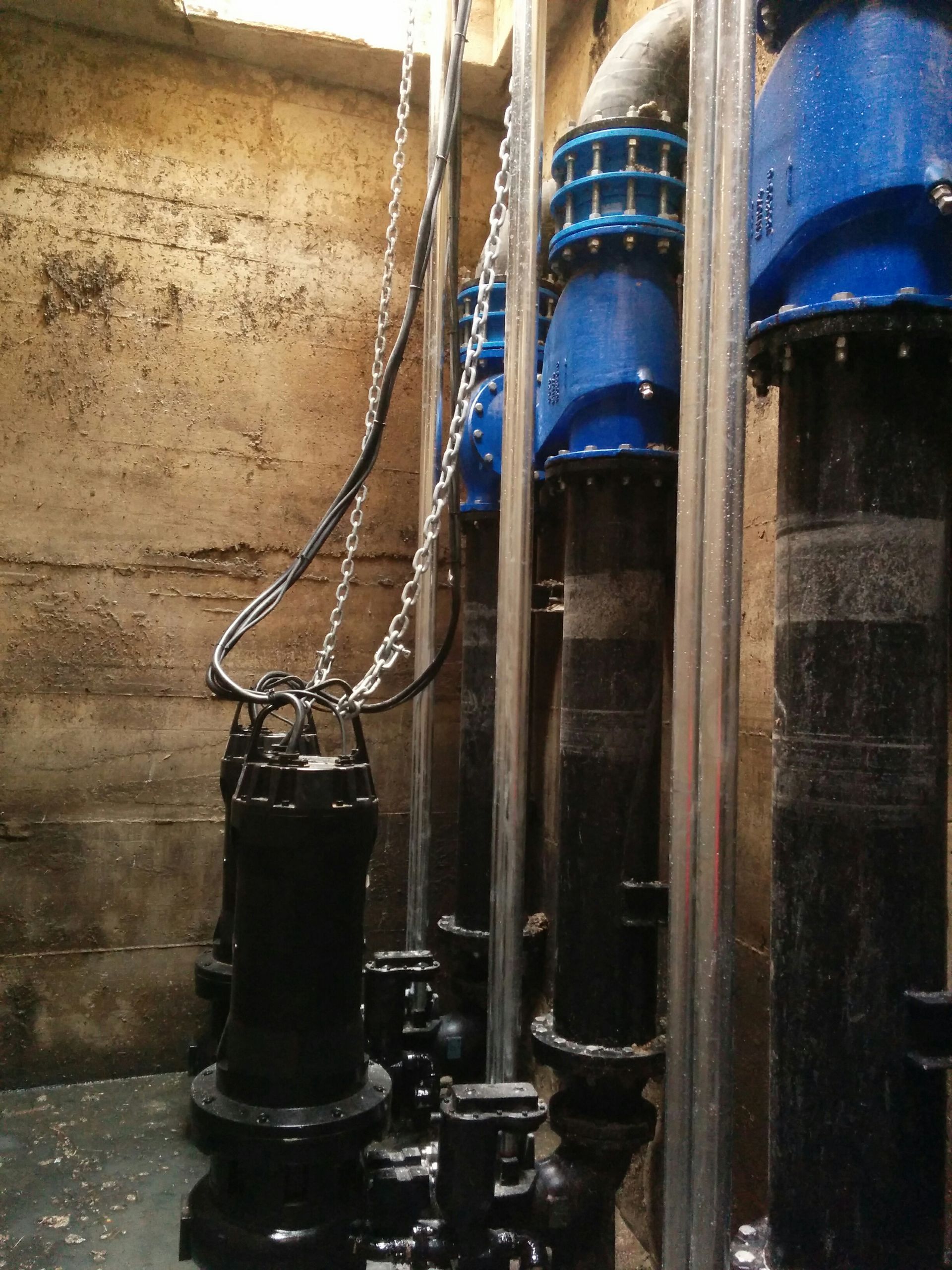 Una fila di tubi blu con il numero 1 su di essi