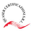 Un timbro rosso in un cerchio con la scritta quaser certificazione srl.