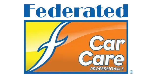Federated Car Care logo with blue text, orange and yellow background, and a white stylized wrench.