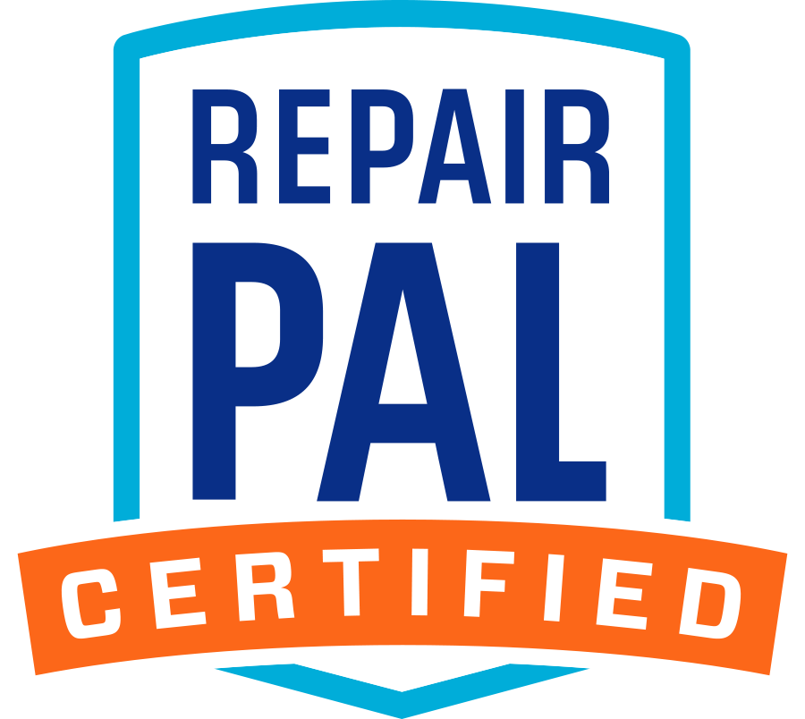 RepairPal Certified logo in blue, white, and orange.
