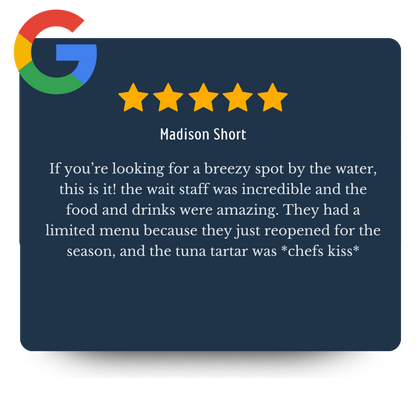 A google review by Madison Short with Google icon and five stars icon