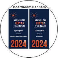 Two boardroom banners for kansas can copper star award