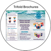 A picture of a trifold brochure for a restaurant.