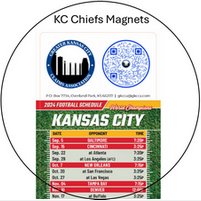 A picture of a kansas city football schedule magnet.