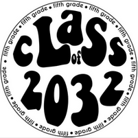 A black and white image of a class of 2032 logo.