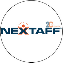 The nextaff logo is in a circle on a white background.