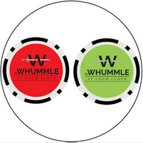 Two poker chips with the words whummle at loch lloyd on them