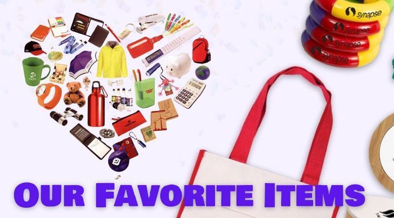 A heart made out of various items with the words our favorite items below it