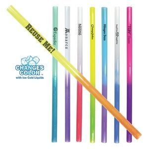 A row of straws with one that says ' reuse me ' on it