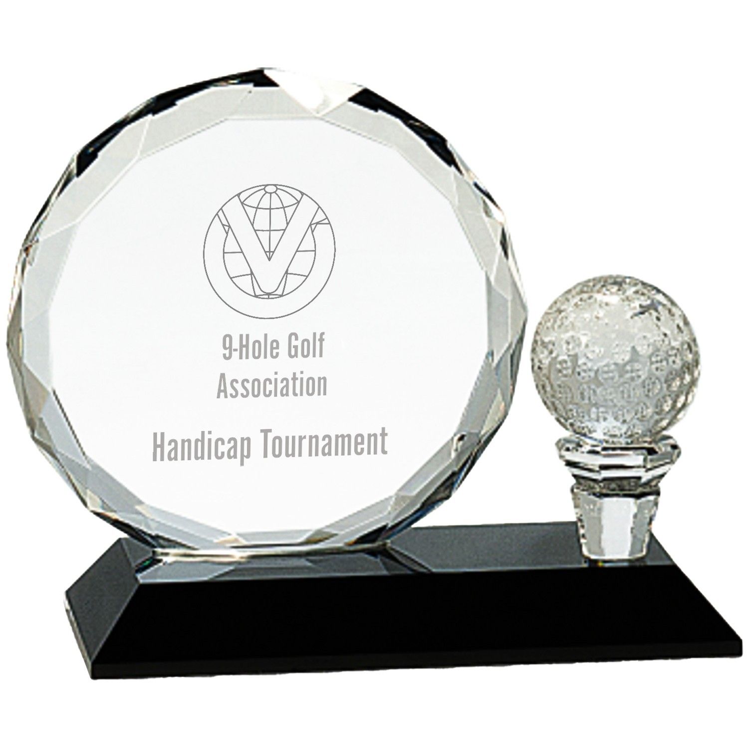 A glass plaque for the 9 hole golf association handicap tournament