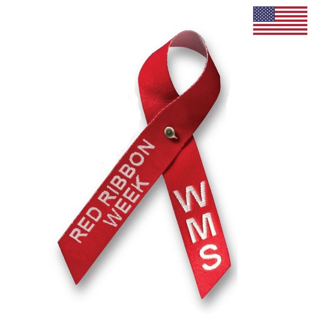A red ribbon that says red ribbon week on it