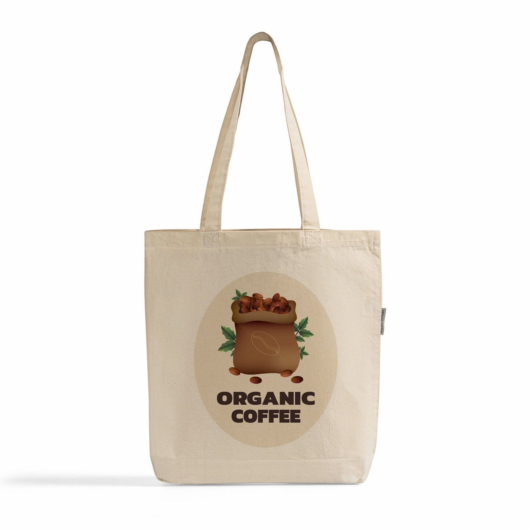 A tote bag that says organic coffee on it