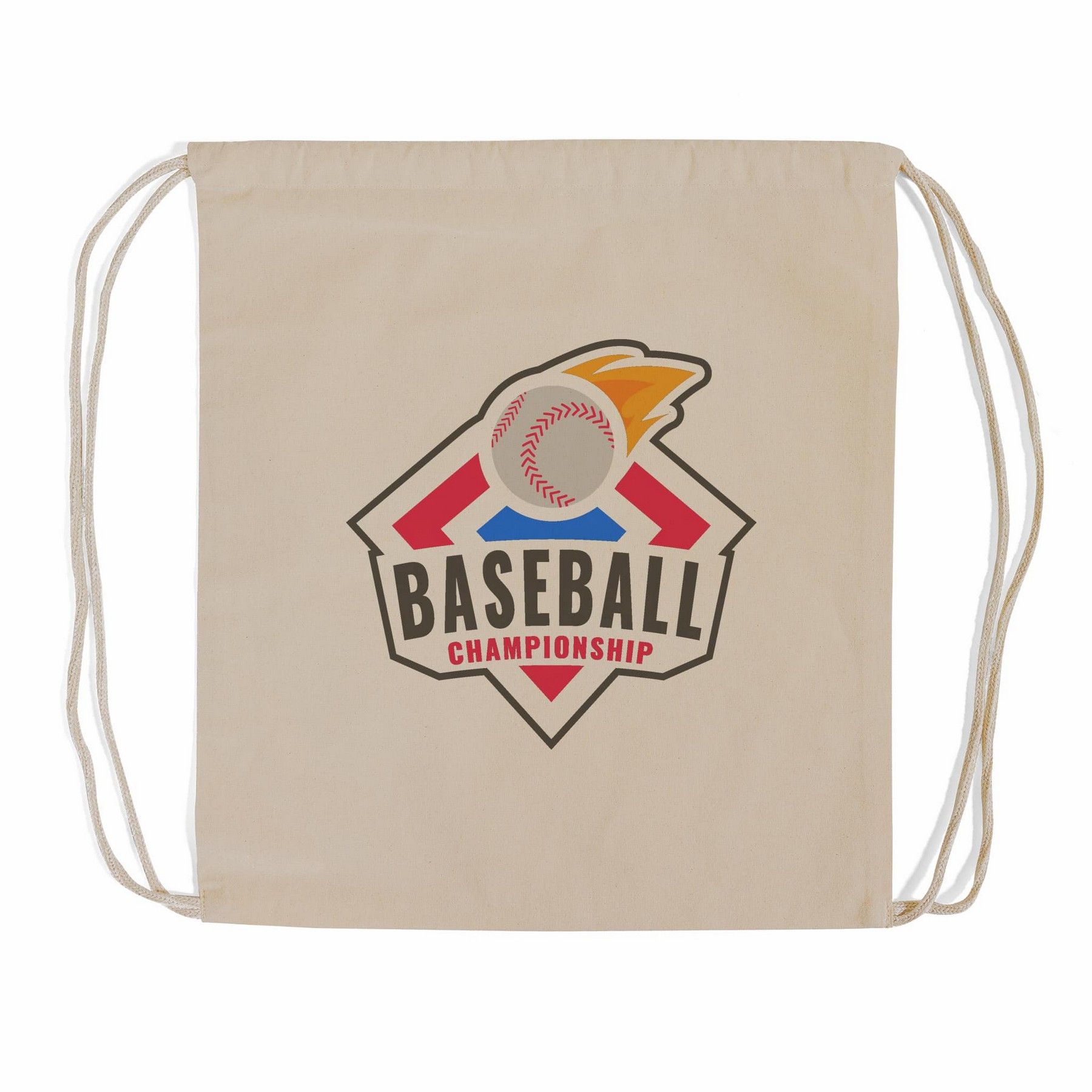A drawstring bag that says baseball championship on it
