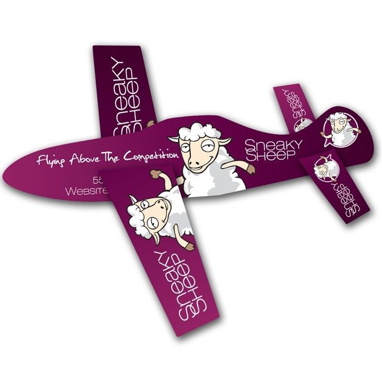 A purple airplane with sheep on the wings says sneaky sheep