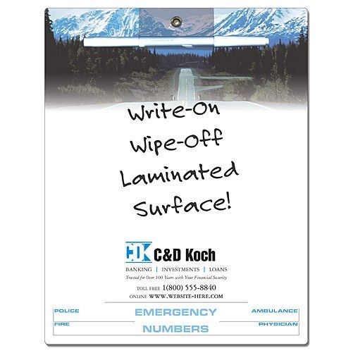 A sign that says write on wipe off laminated surface