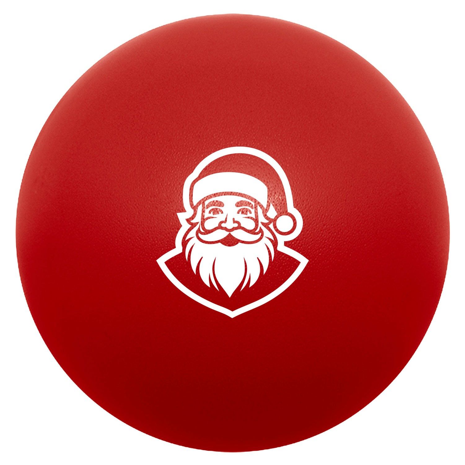 A red ball with a picture of santa on it
