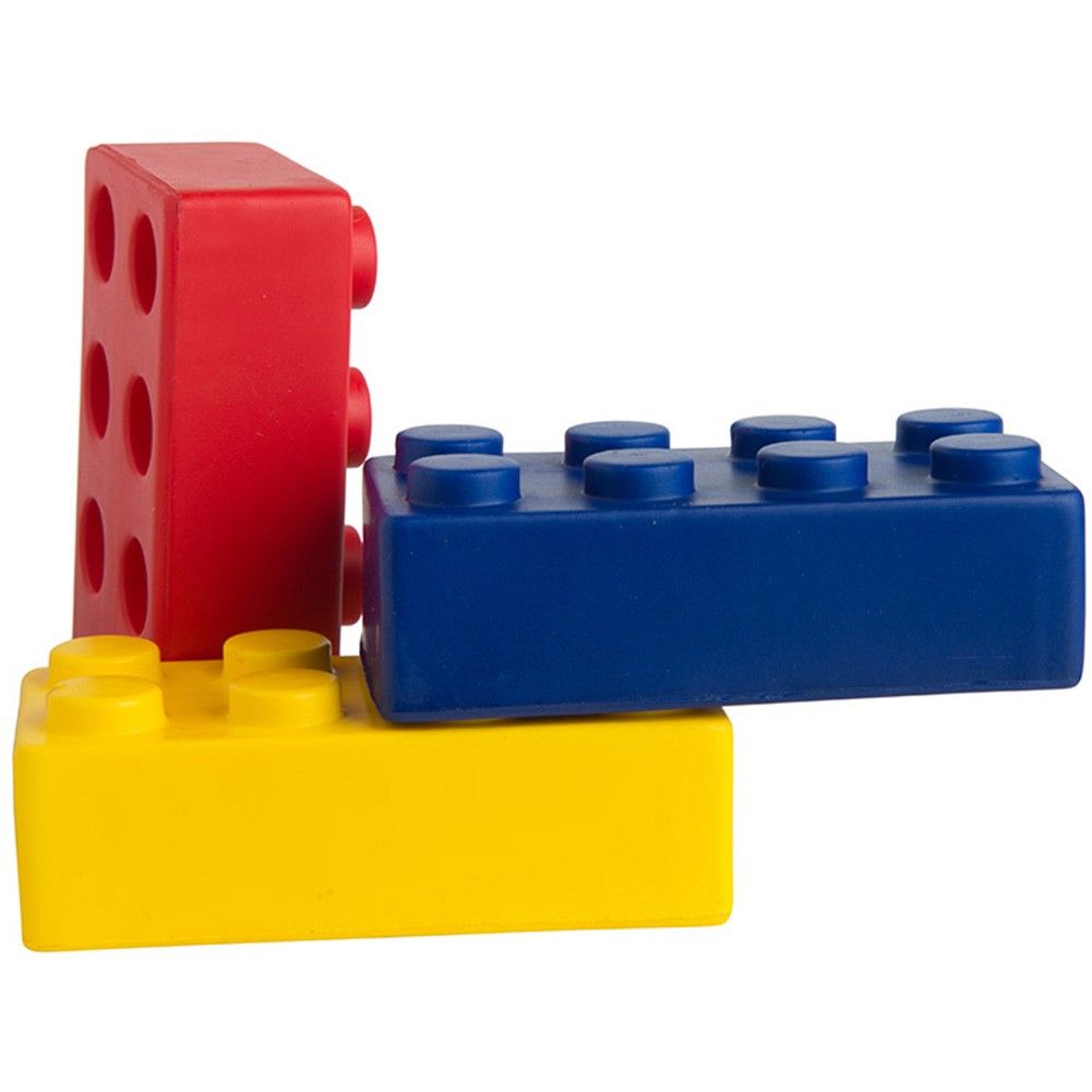 Three lego blocks are stacked on top of each other on a white background