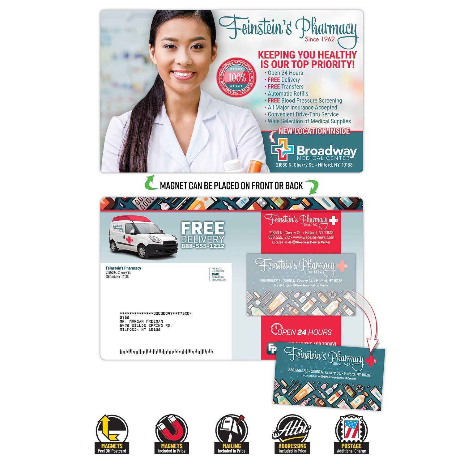 A flyer for franklin 's pharmacy shows a woman in a lab coat